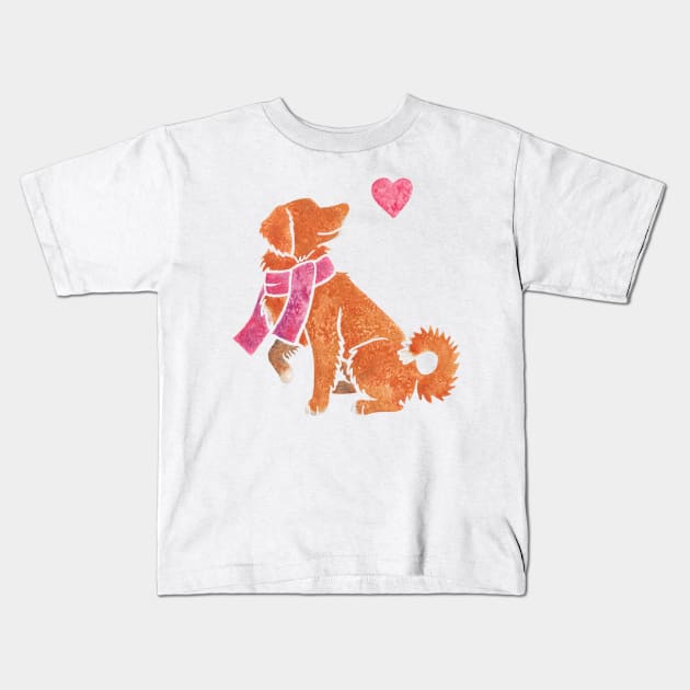 Watercolour Toller Kids T-Shirt by animalartbyjess